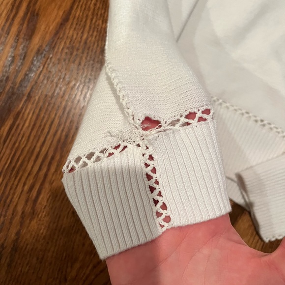 Line Knitwear Whiter Sweater with Detailing at Neckline and Wrists, Size XS - Picture 2 of 3